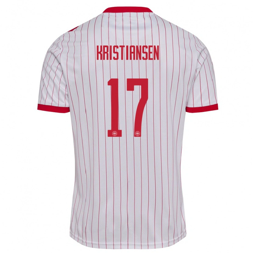 Danxen Barn Danmark Victor Kristiansen #17 Vit Röd Bortatröja Matchtröjor 26-28 Tröjor T-Tröja
