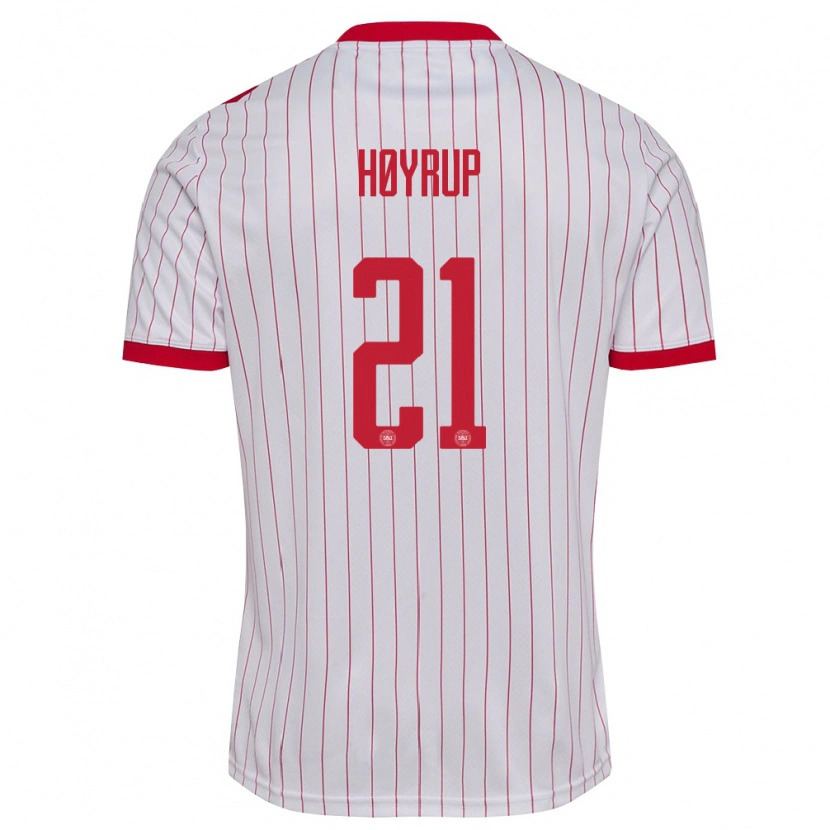 Danxen Barn Danmark Hector Høyrup #21 Vit Röd Bortatröja Matchtröjor 26-28 Tröjor T-Tröja