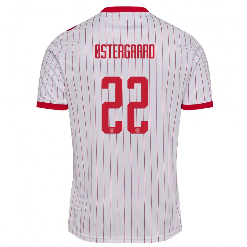 Danxen Barn Danmark Maja Bay Ostergaard #22 Vit Röd Bortatröja Matchtröjor 26-28 Tröjor T-Tröja