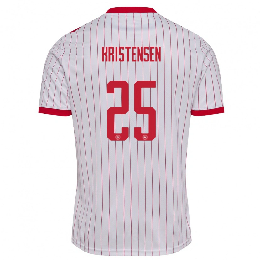 Danxen Barn Danmark Rasmus Kristensen #25 Vit Röd Bortatröja Matchtröjor 26-28 Tröjor T-Tröja