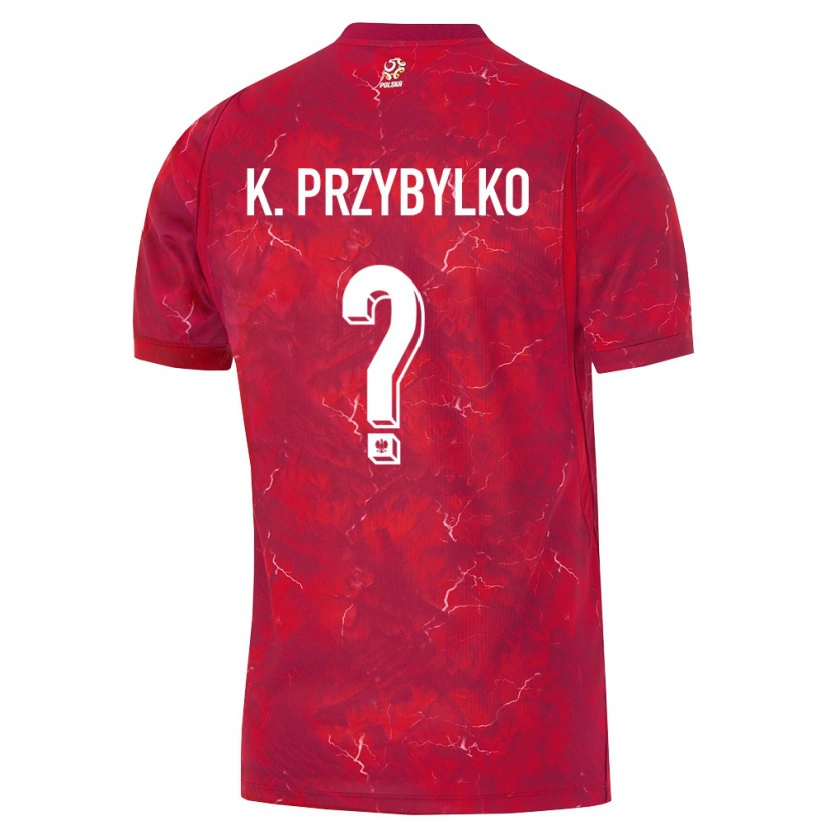 Danxen Barn Polen Kacper Przybyłko #0 Röd Vit Bortatröja Matchtröjor 26-28 Tröjor T-Tröja