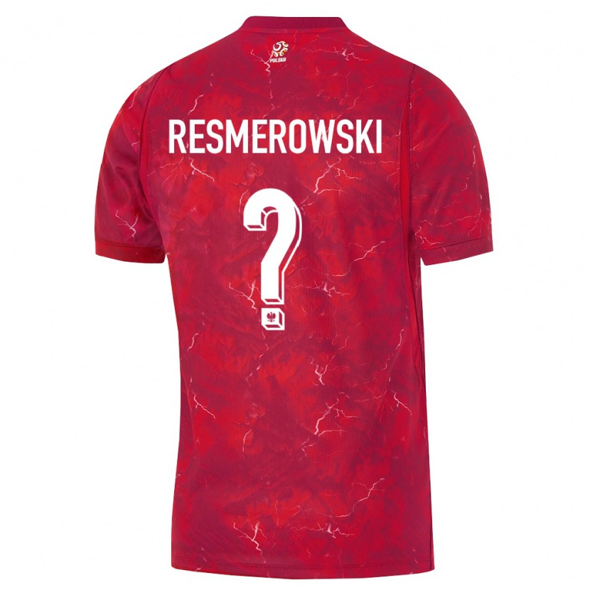 Danxen Barn Polen Michał Resmerowski #0 Röd Vit Bortatröja Matchtröjor 26-28 Tröjor T-Tröja