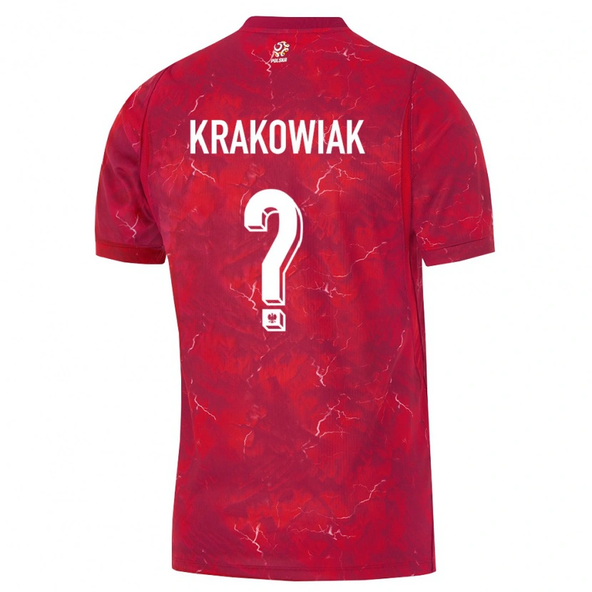 Danxen Barn Polen Oskar Krakowiak #0 Röd Vit Bortatröja Matchtröjor 26-28 Tröjor T-Tröja