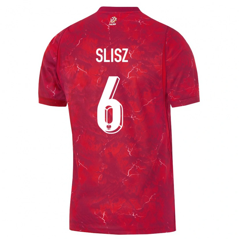 Danxen Barn Polen Bartosz Slisz #6 Röd Vit Bortatröja Matchtröjor 26-28 Tröjor T-Tröja