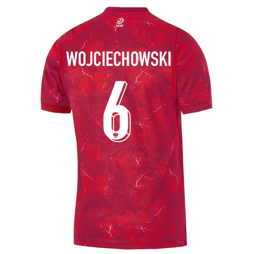 Danxen Barn Polen Maciej Wojciechowski #6 Röd Vit Bortatröja Matchtröjor 26-28 Tröjor T-Tröja