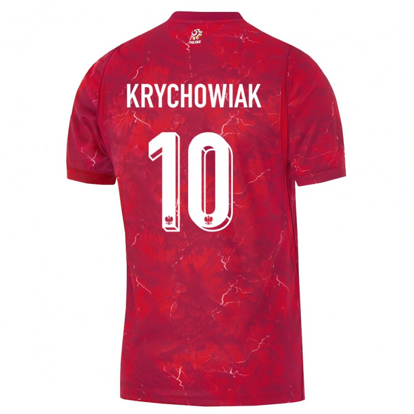 Danxen Barn Polen Grzegorz Krychowiak #10 Röd Vit Bortatröja Matchtröjor 26-28 Tröjor T-Tröja