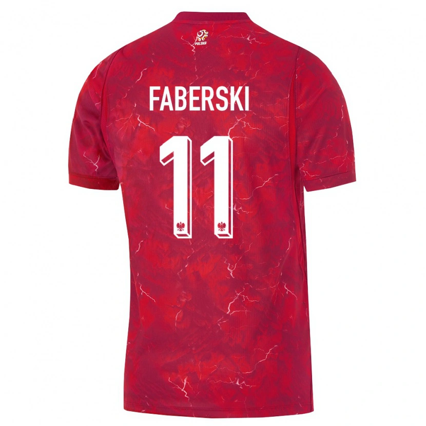 Danxen Barn Polen Jan Faberski #11 Röd Vit Bortatröja Matchtröjor 26-28 Tröjor T-Tröja