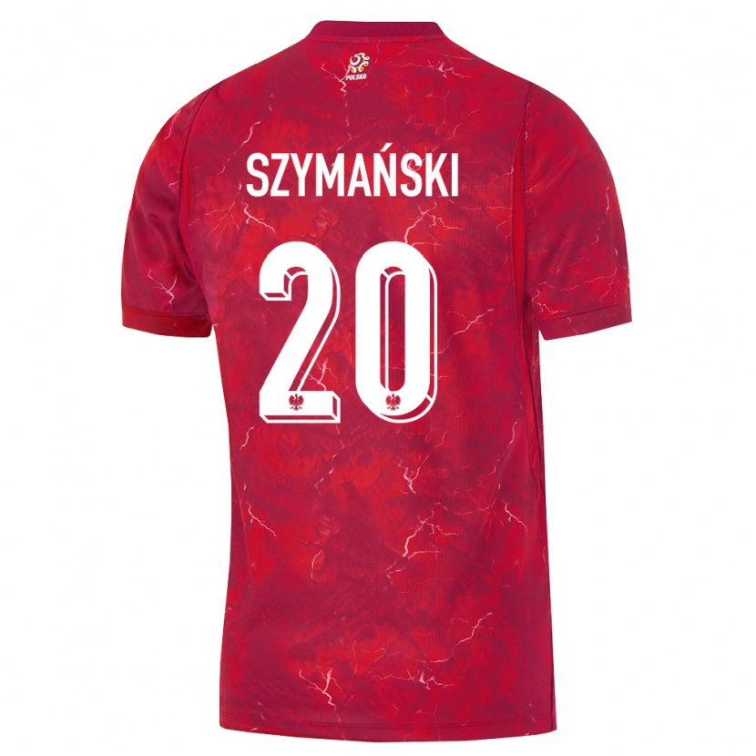 Danxen Barn Polen Sebastian Szymański #20 Röd Vit Bortatröja Matchtröjor 26-28 Tröjor T-Tröja