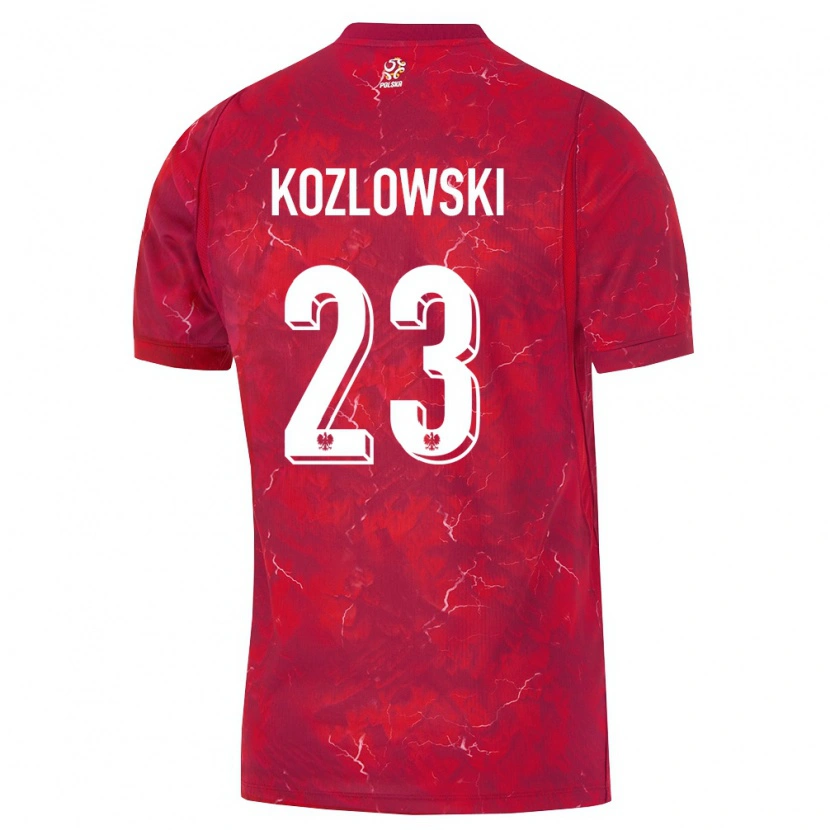 Danxen Barn Polen Kacper Kozlowski #23 Röd Vit Bortatröja Matchtröjor 26-28 Tröjor T-Tröja