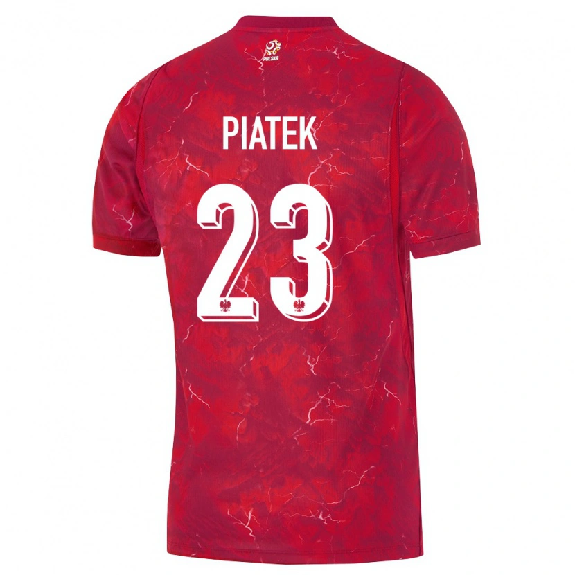 Danxen Barn Polen Krzysztof Piatek #23 Röd Vit Bortatröja Matchtröjor 26-28 Tröjor T-Tröja