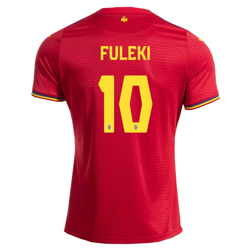 Danxen Barn Rumänien Samuel Fuleki #10 Röd Marin Gul Bortatröja Matchtröjor 26-28 Tröjor T-Tröja
