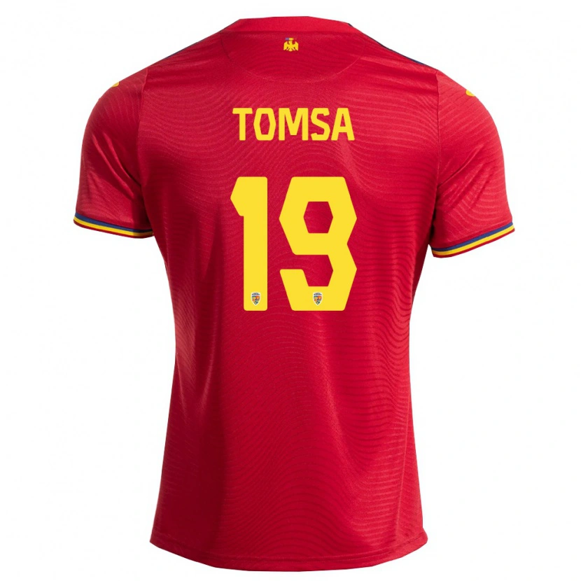 Danxen Barn Rumänien Troy Tomșa #19 Röd Marin Gul Bortatröja Matchtröjor 26-28 Tröjor T-Tröja