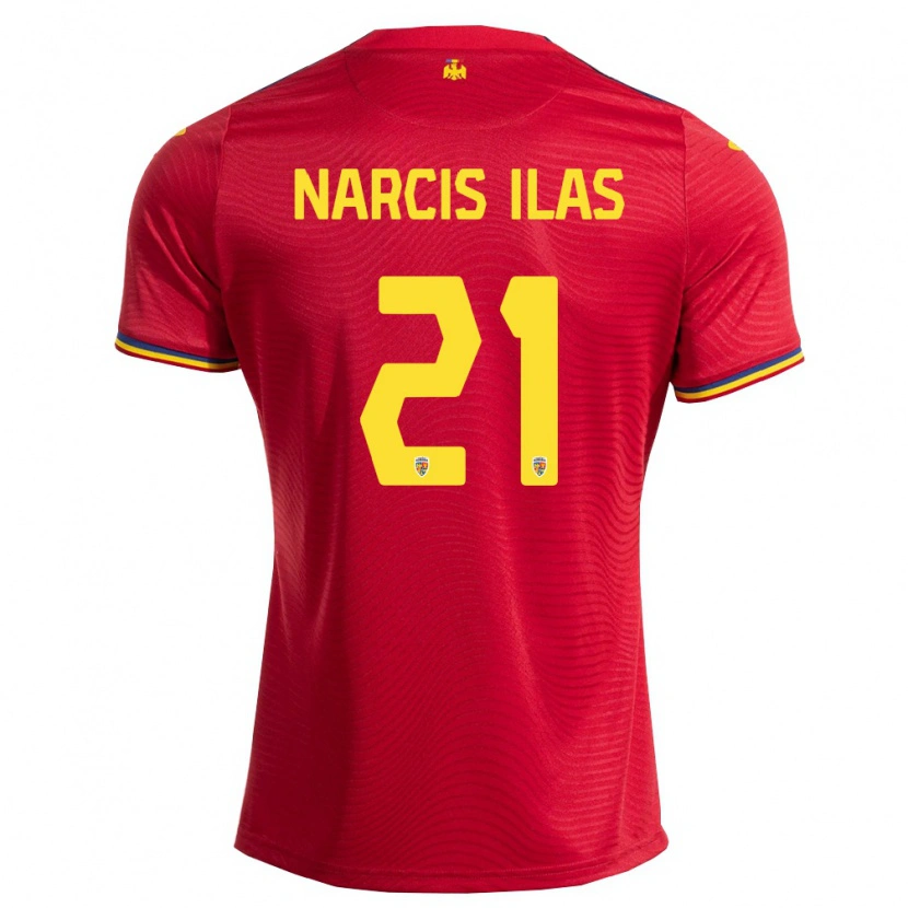Danxen Barn Rumänien Narcis Ilaș #21 Röd Marin Gul Bortatröja Matchtröjor 26-28 Tröjor T-Tröja