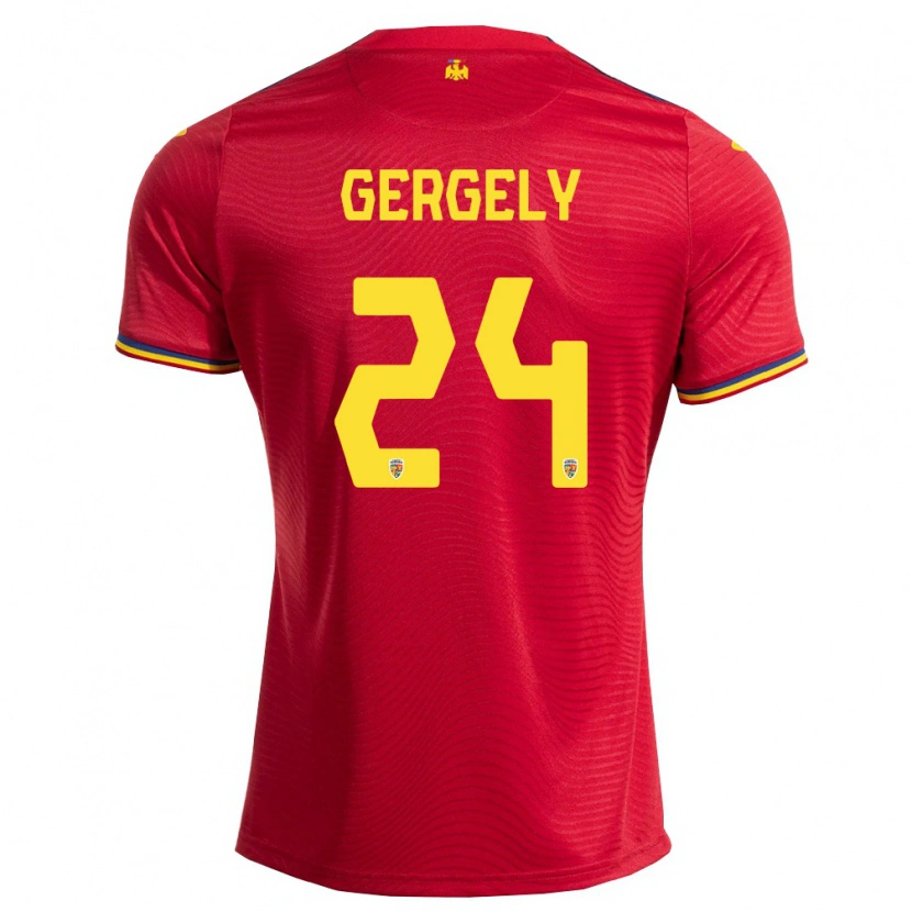 Danxen Barn Rumänien Botond Gergely #24 Röd Marin Gul Bortatröja Matchtröjor 26-28 Tröjor T-Tröja