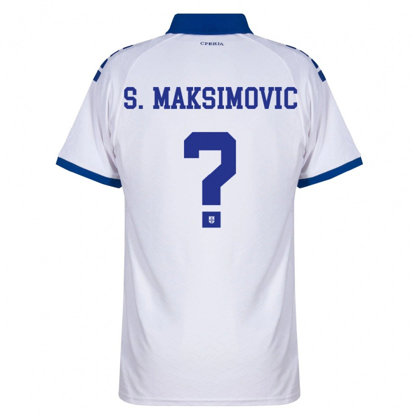 Danxen Barn Serbien Strahinja Maksimovic #0 Marin Vit Röd Bortatröja Matchtröjor 26-28 Tröjor T-Tröja