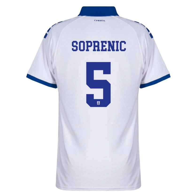 Danxen Barn Serbien Milos Soprenic #5 Marin Vit Röd Bortatröja Matchtröjor 26-28 Tröjor T-Tröja