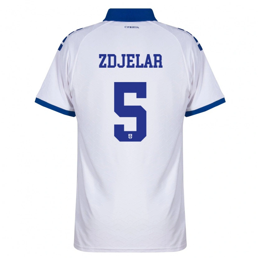 Danxen Barn Serbien Sasa Zdjelar #5 Marin Vit Röd Bortatröja Matchtröjor 26-28 Tröjor T-Tröja