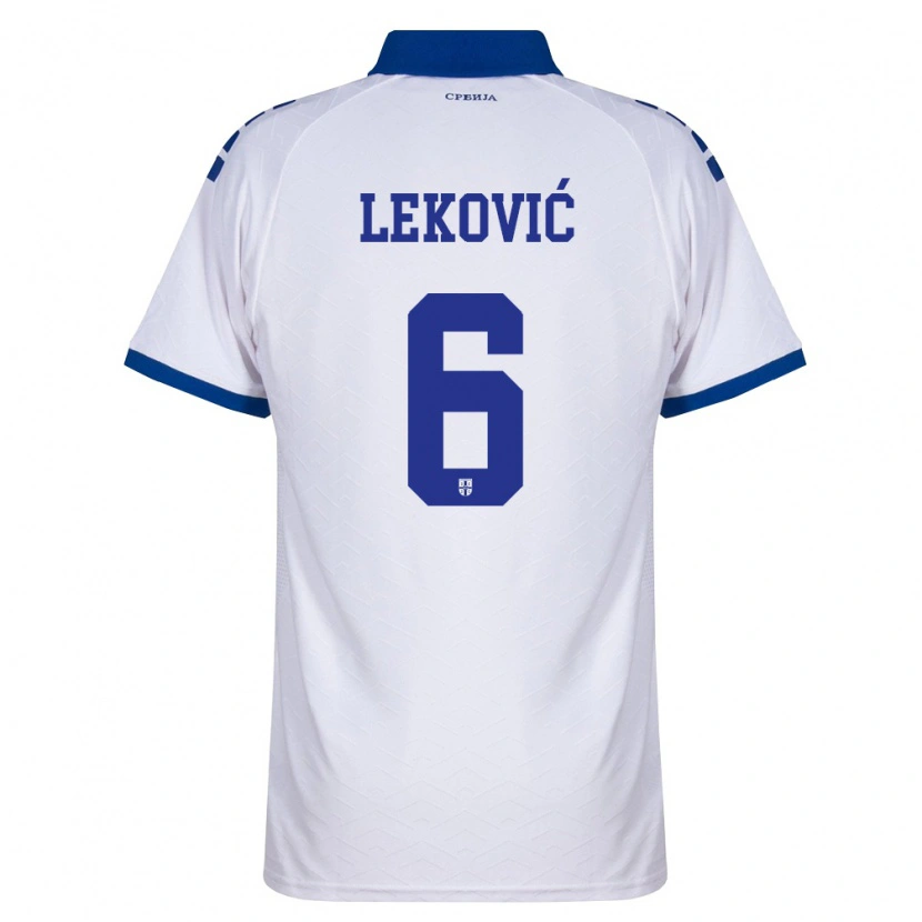Danxen Barn Serbien Stefan Lekovic #6 Marin Vit Röd Bortatröja Matchtröjor 26-28 Tröjor T-Tröja