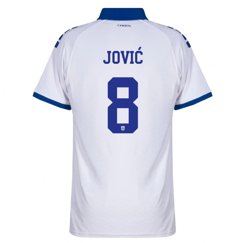 Danxen Barn Serbien Luka Jović #8 Marin Vit Röd Bortatröja Matchtröjor 26-28 Tröjor T-Tröja