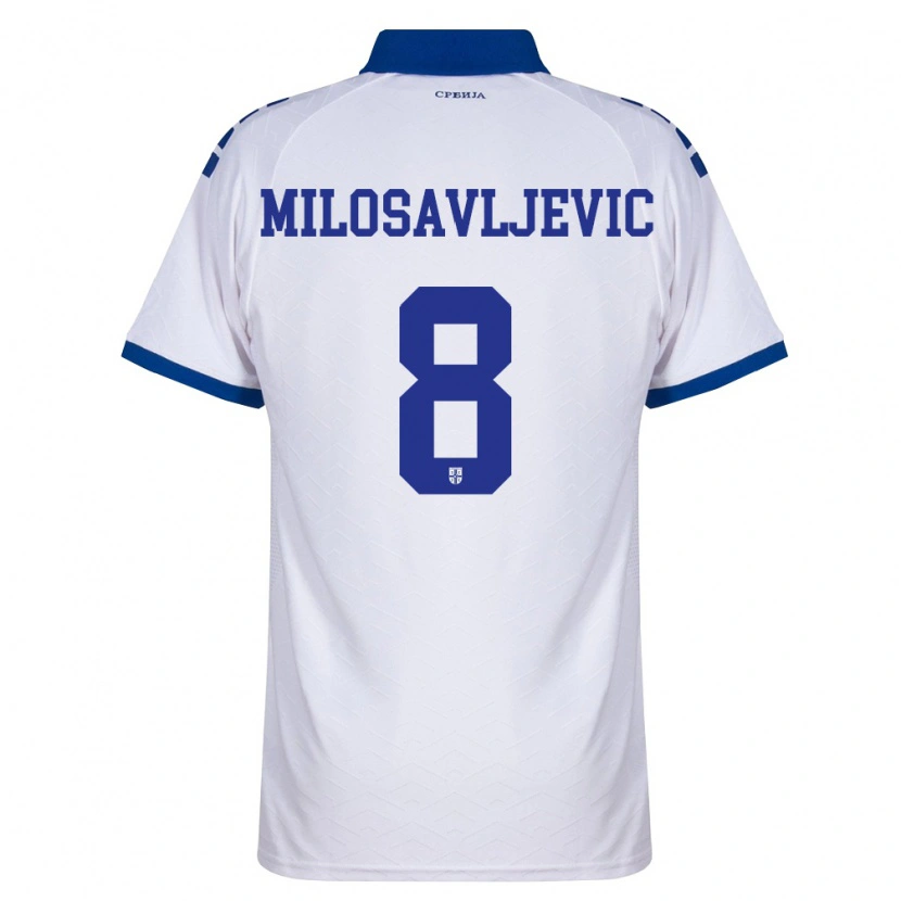 Danxen Barn Serbien Jovan Milosavljevic #8 Marin Vit Röd Bortatröja Matchtröjor 26-28 Tröjor T-Tröja