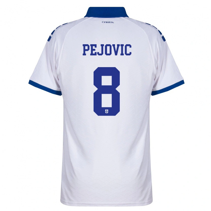 Danxen Barn Serbien Veljko Pejovic #8 Marin Vit Röd Bortatröja Matchtröjor 26-28 Tröjor T-Tröja