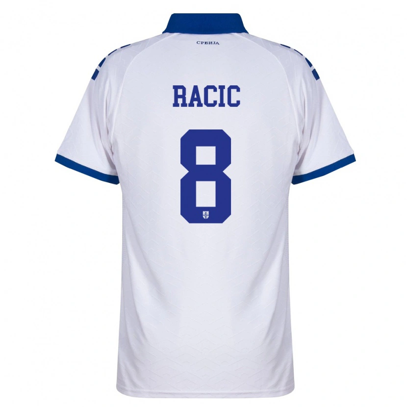 Danxen Barn Serbien Uros Racic #8 Marin Vit Röd Bortatröja Matchtröjor 26-28 Tröjor T-Tröja