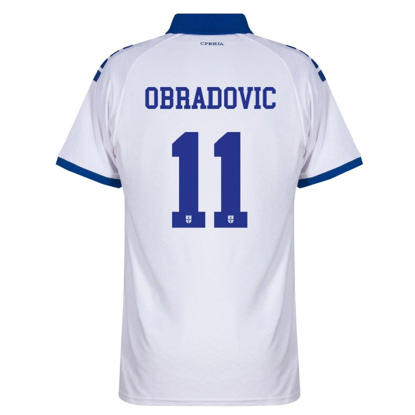 Danxen Barn Serbien Ognjen Obradovic #11 Marin Vit Röd Bortatröja Matchtröjor 26-28 Tröjor T-Tröja
