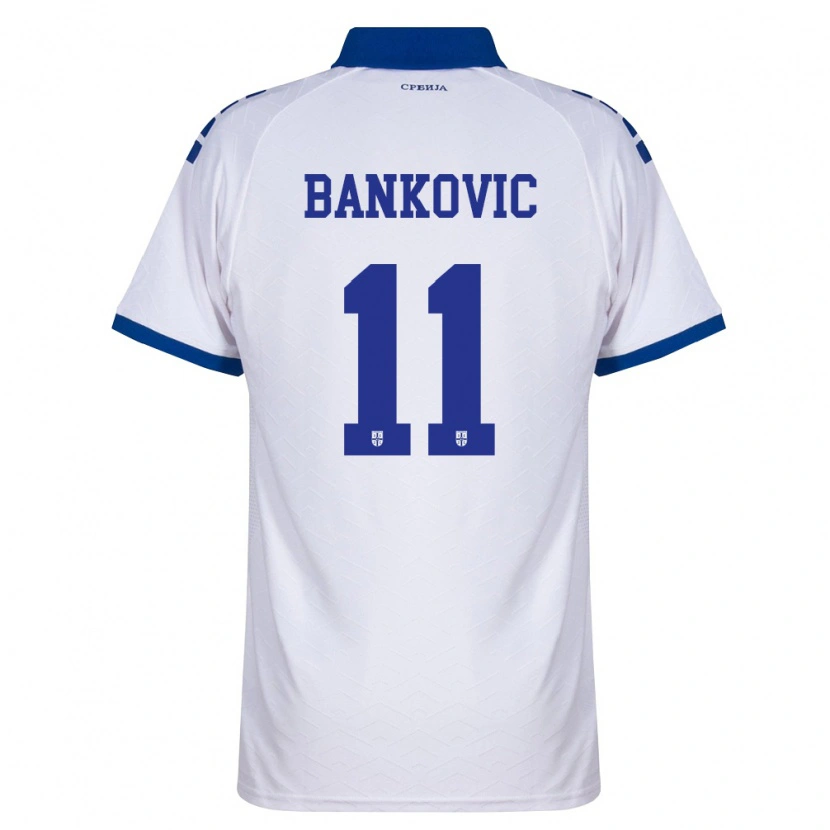 Danxen Barn Serbien Mihajlo Bankovic #11 Marin Vit Röd Bortatröja Matchtröjor 26-28 Tröjor T-Tröja