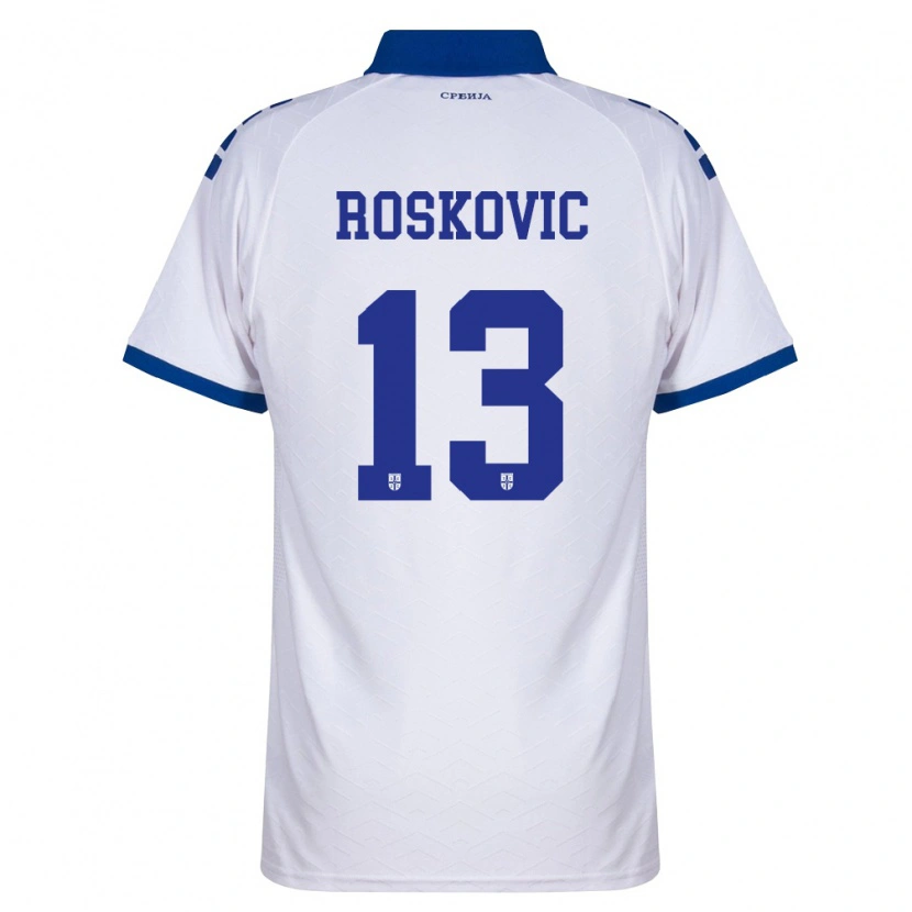 Danxen Barn Serbien Gabriel Roskovic #13 Marin Vit Röd Bortatröja Matchtröjor 26-28 Tröjor T-Tröja