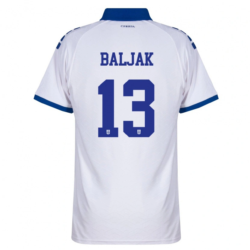 Danxen Barn Serbien Uros Baljak #13 Marin Vit Röd Bortatröja Matchtröjor 26-28 Tröjor T-Tröja