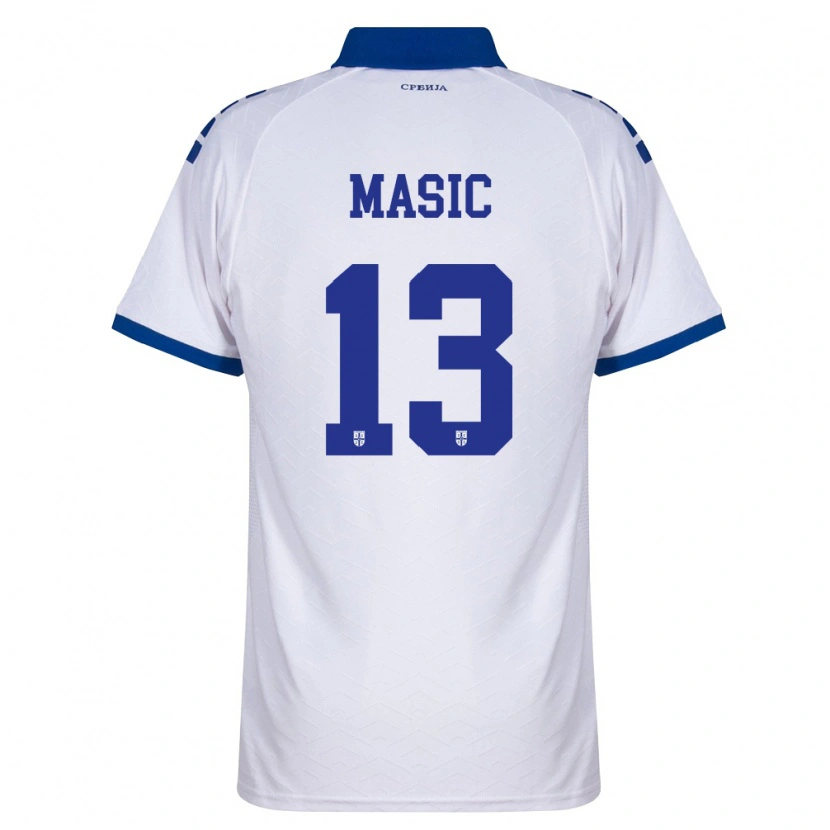Danxen Barn Serbien Stefan Masic #13 Marin Vit Röd Bortatröja Matchtröjor 26-28 Tröjor T-Tröja