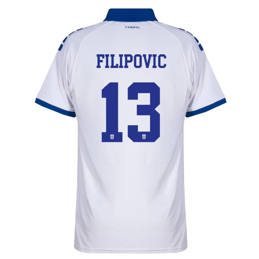 Danxen Barn Serbien Uros Filipovic #13 Marin Vit Röd Bortatröja Matchtröjor 26-28 Tröjor T-Tröja
