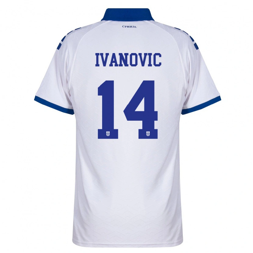 Danxen Barn Serbien Leon Ivanovic #14 Marin Vit Röd Bortatröja Matchtröjor 26-28 Tröjor T-Tröja