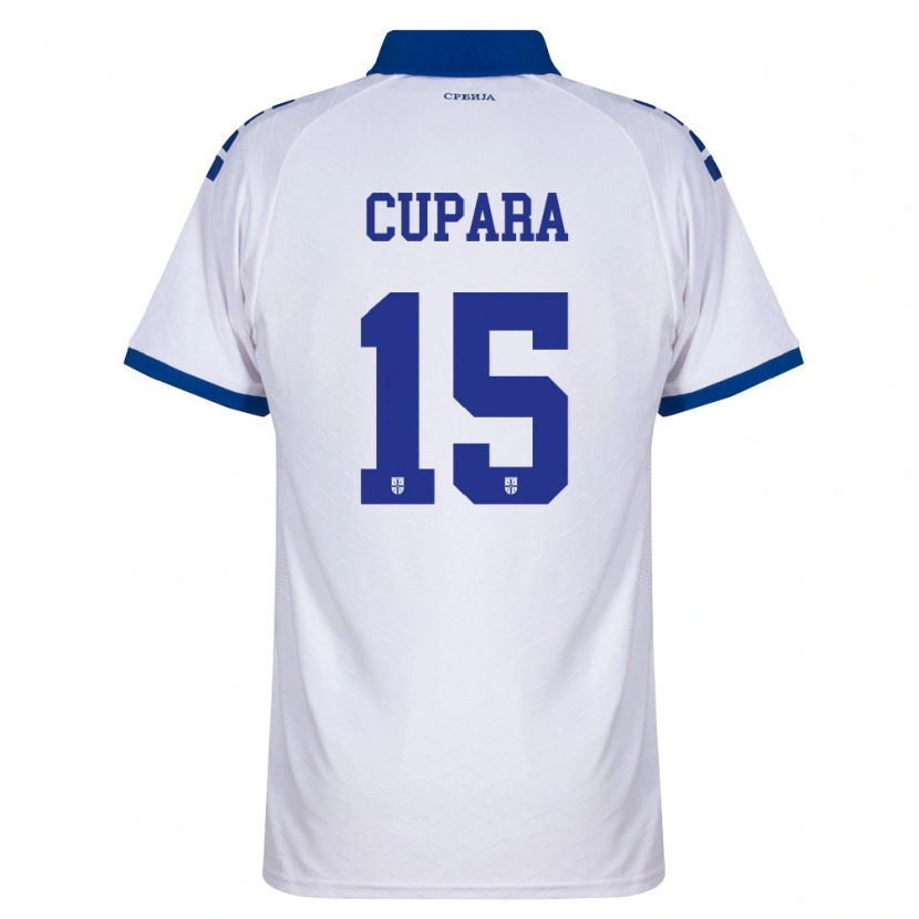 Danxen Barn Serbien Dusan Cupara #15 Marin Vit Röd Bortatröja Matchtröjor 26-28 Tröjor T-Tröja