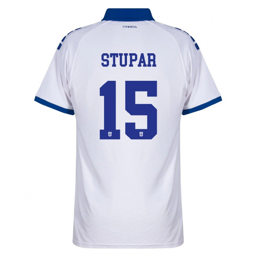 Danxen Barn Serbien Zivana Stupar #15 Marin Vit Röd Bortatröja Matchtröjor 26-28 Tröjor T-Tröja