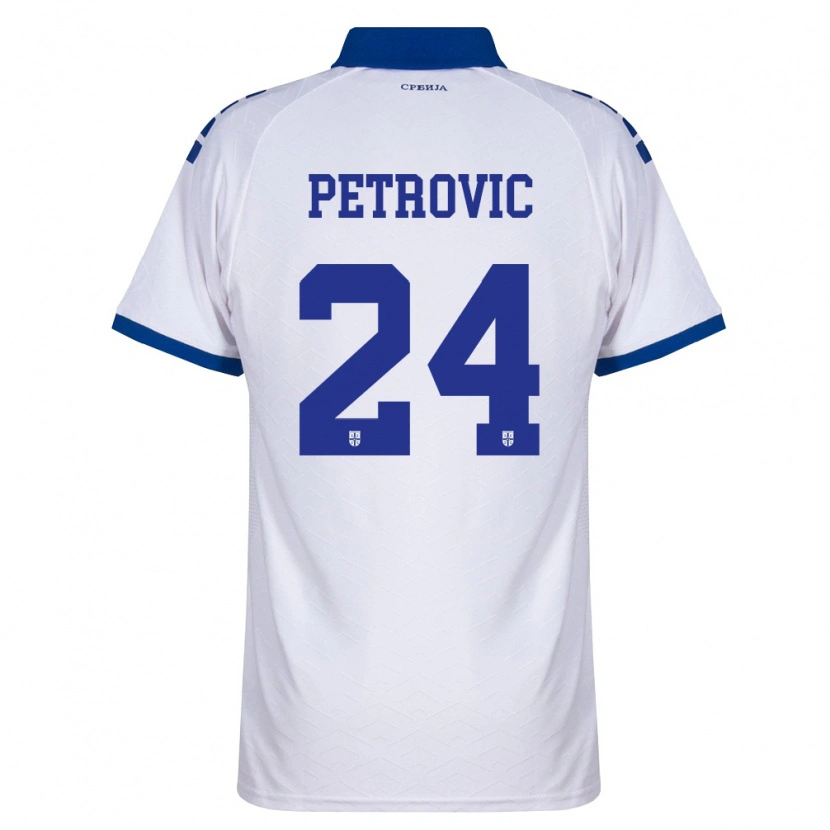 Danxen Barn Serbien Petar Petrovic #24 Marin Vit Röd Bortatröja Matchtröjor 26-28 Tröjor T-Tröja