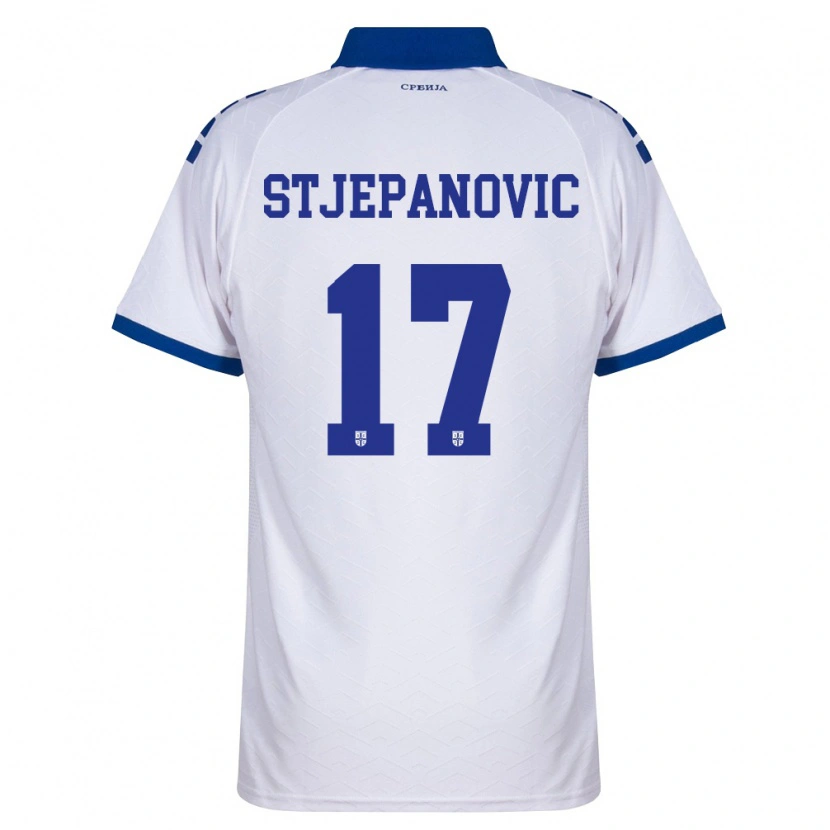 Danxen Barn Serbien Mateja Stjepanović #17 Marin Vit Röd Bortatröja Matchtröjor 26-28 Tröjor T-Tröja