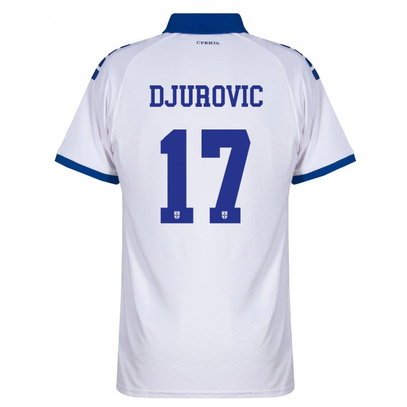 Danxen Barn Serbien Stefan Djurovic #17 Marin Vit Röd Bortatröja Matchtröjor 26-28 Tröjor T-Tröja