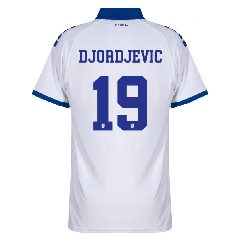 Danxen Barn Serbien Luka Djordjevic #19 Marin Vit Röd Bortatröja Matchtröjor 26-28 Tröjor T-Tröja