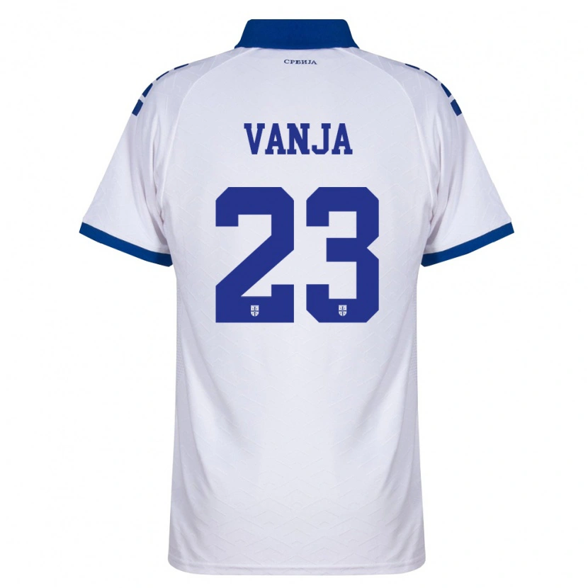 Danxen Barn Serbien Vanja Milinković-Savić #23 Marin Vit Röd Bortatröja Matchtröjor 26-28 Tröjor T-Tröja