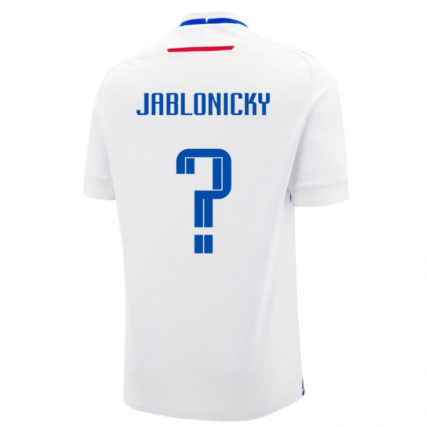 Danxen Barn Slovakien Tomas Jablonicky #0 Vit Blå Bortatröja Matchtröjor 26-28 Tröjor T-Tröja