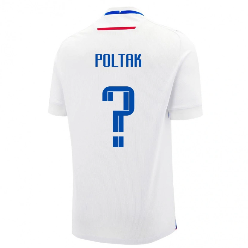 Danxen Barn Slovakien David Poltak #0 Vit Blå Bortatröja Matchtröjor 26-28 Tröjor T-Tröja