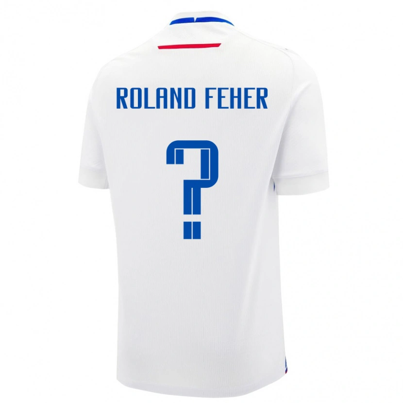 Danxen Barn Slovakien Mate Roland Feher #0 Vit Blå Bortatröja Matchtröjor 26-28 Tröjor T-Tröja