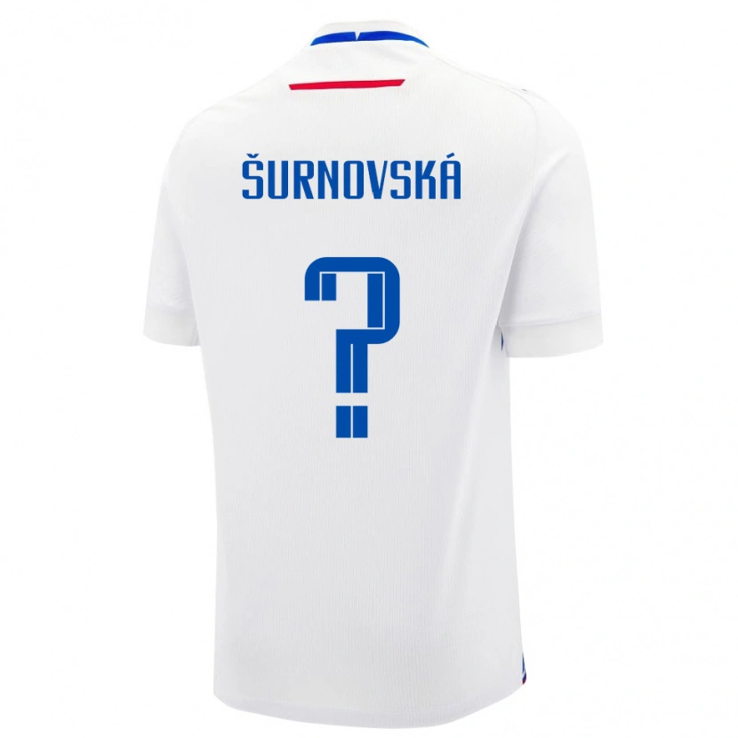Danxen Barn Slovakien Martina Šurnovská #0 Vit Blå Bortatröja Matchtröjor 26-28 Tröjor T-Tröja