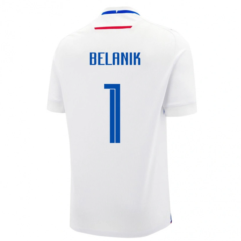 Danxen Barn Slovakien Samuel Belanik #1 Vit Blå Bortatröja Matchtröjor 26-28 Tröjor T-Tröja