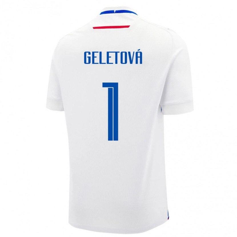 Danxen Barn Slovakien Martina Geletová #1 Vit Blå Bortatröja Matchtröjor 26-28 Tröjor T-Tröja