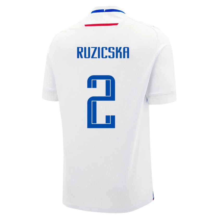 Danxen Barn Slovakien Dominik Ruzicska #2 Vit Blå Bortatröja Matchtröjor 26-28 Tröjor T-Tröja