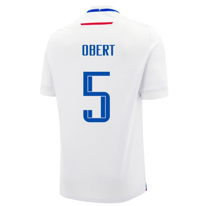 Danxen Barn Slovakien Adam Obert #5 Vit Blå Bortatröja Matchtröjor 26-28 Tröjor T-Tröja