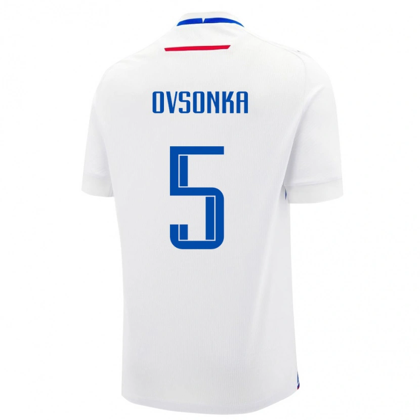 Danxen Barn Slovakien David Ovsonka #5 Vit Blå Bortatröja Matchtröjor 26-28 Tröjor T-Tröja