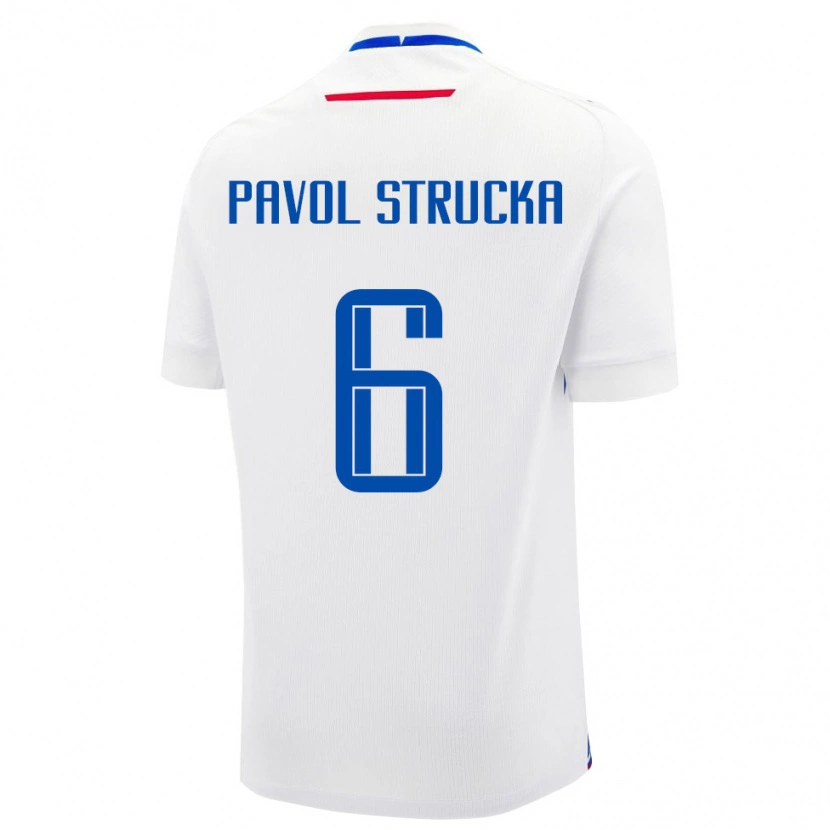 Danxen Barn Slovakien Kristian Pavol Strucka #6 Vit Blå Bortatröja Matchtröjor 26-28 Tröjor T-Tröja